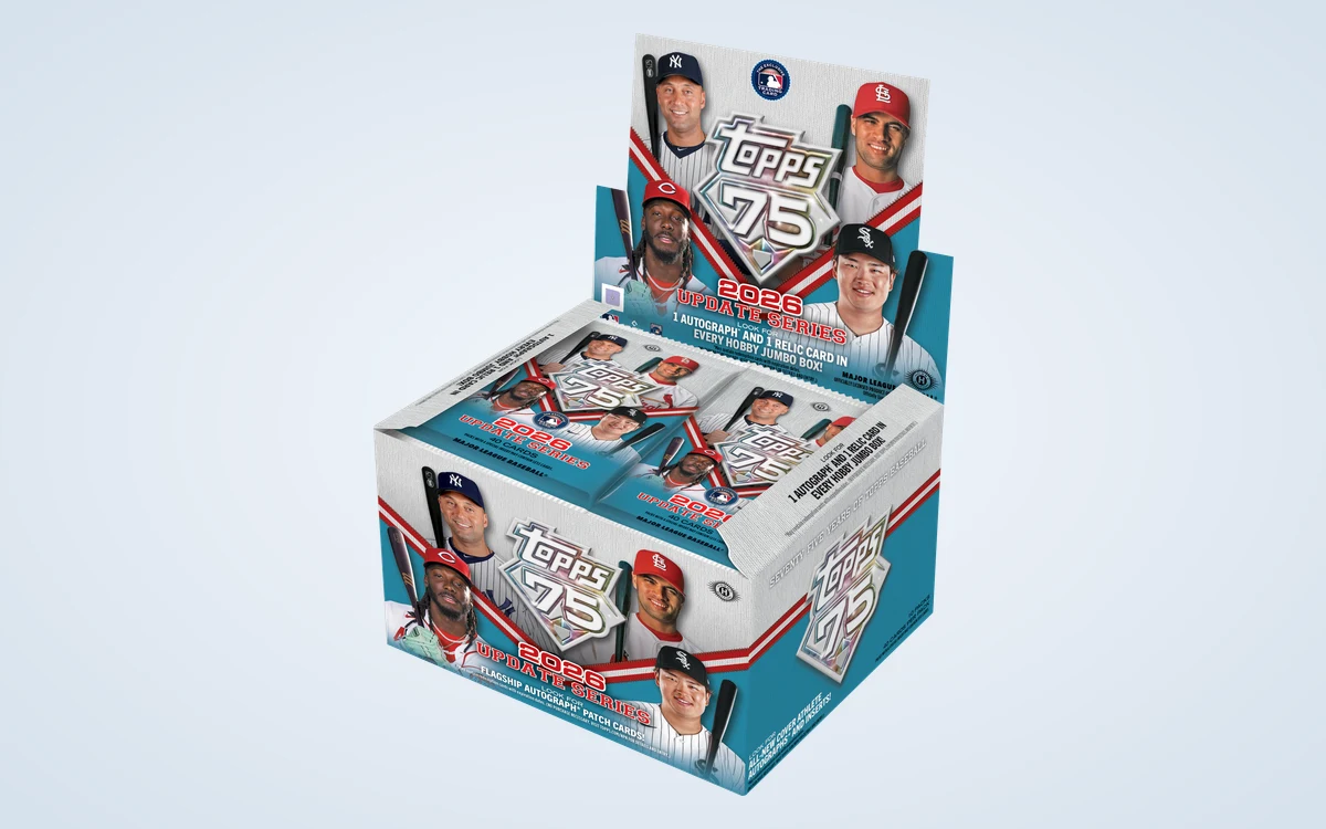 The 2026 Topps Update Series Baseball jumbo box with the Topps 75 logo